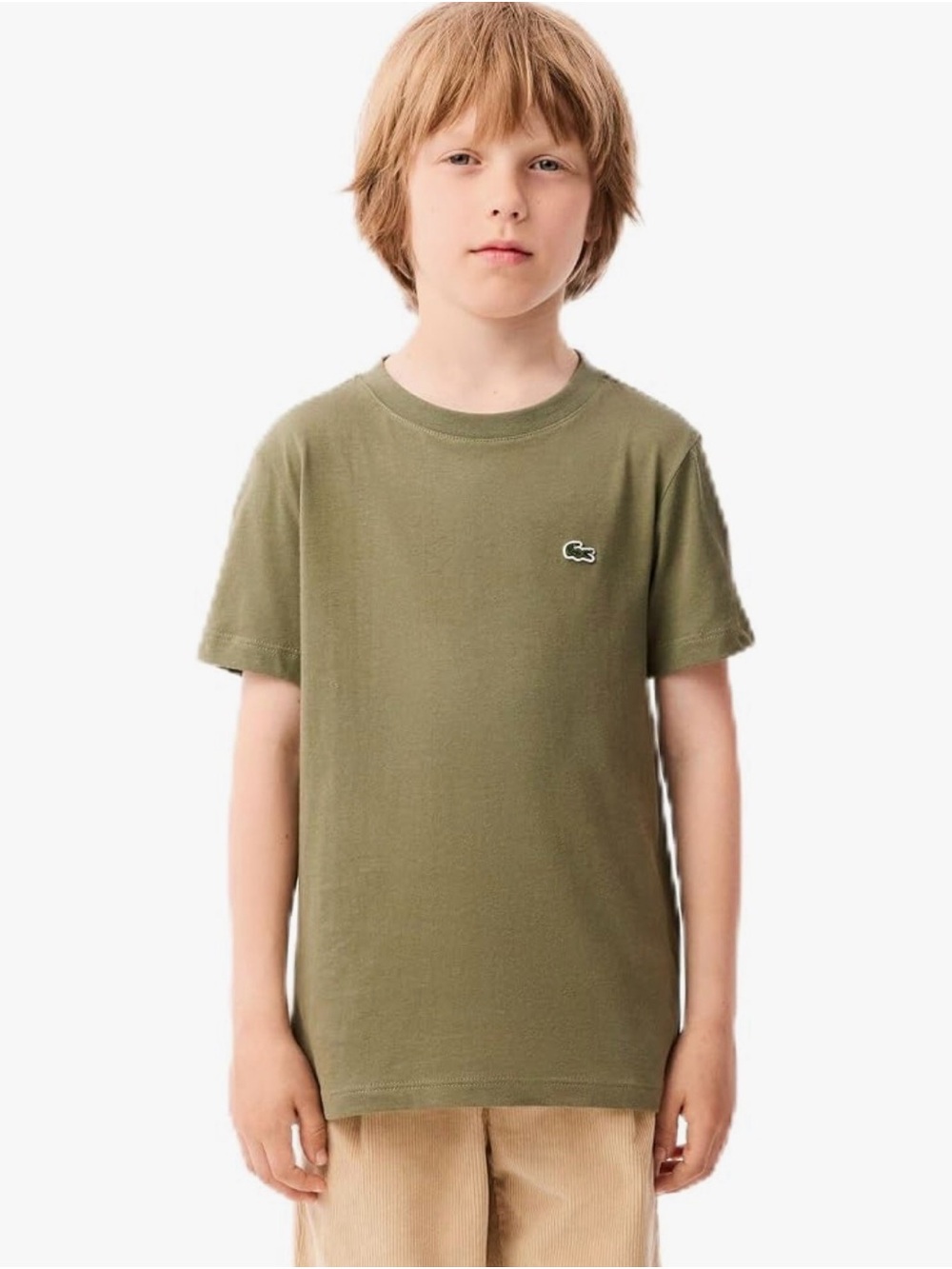 Lacoste Olive Green Short Sleeve Logo Tee for Kids 5T
